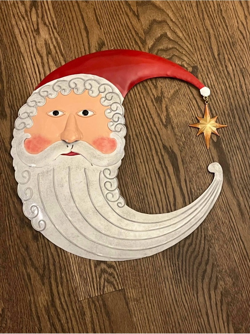 NIB Metal Santa Moon Wall Art